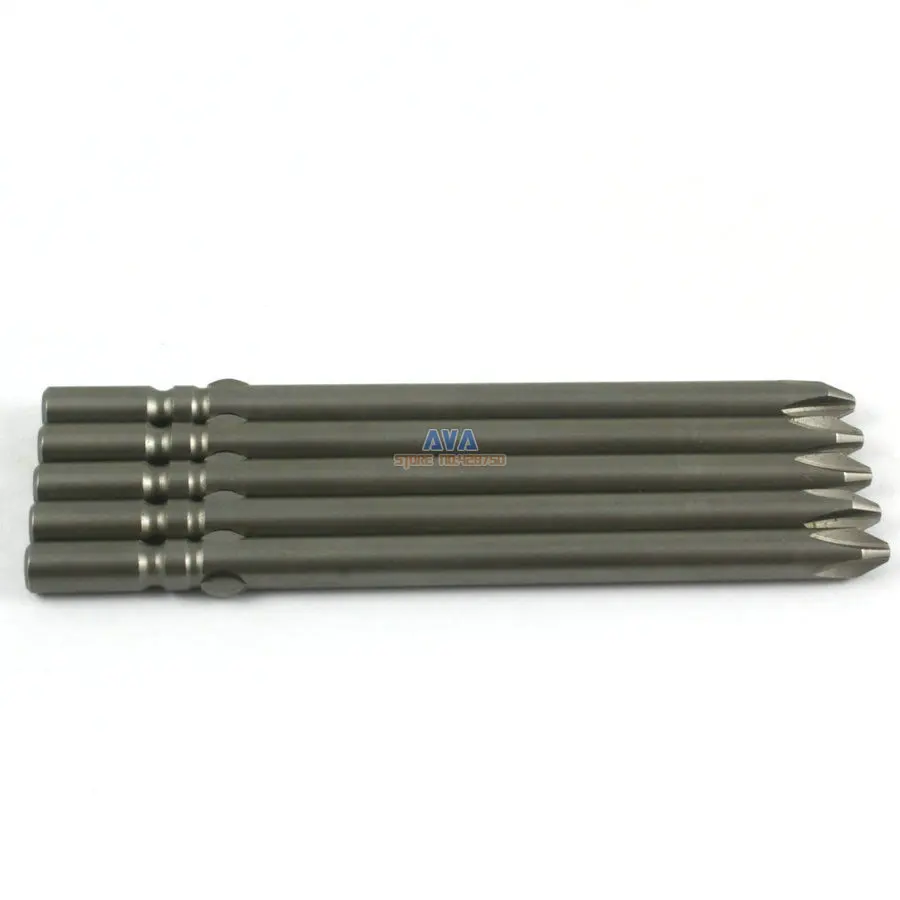 5 Pieces Phillips Screwdriver Bit S2 Steel 6mm Shank 100mm Long 6mm PH2 Tip Screwdriver Bits