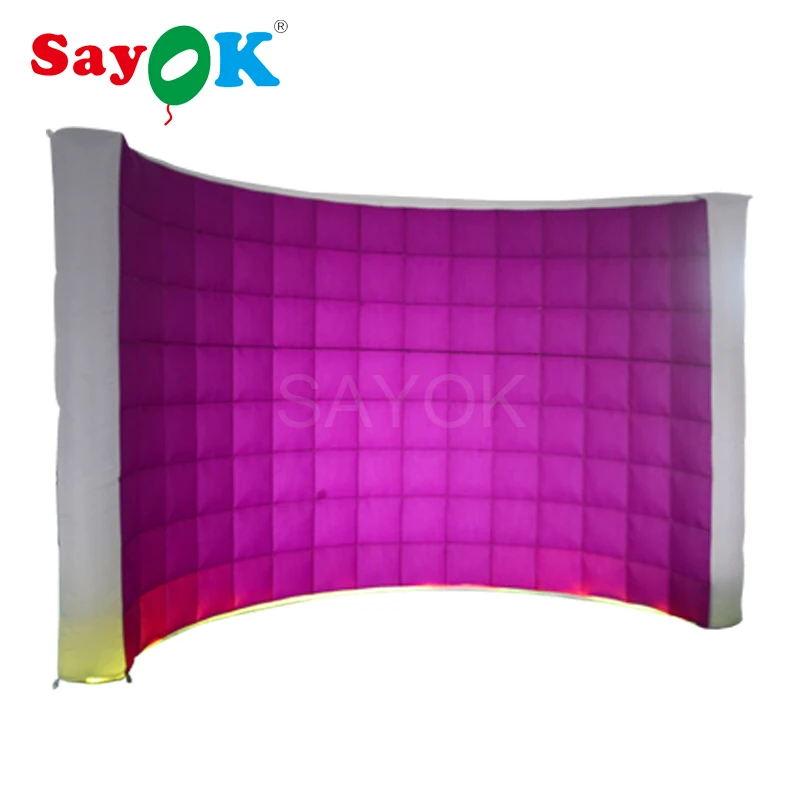 Custom Inflatable Photo Booth Wall with LED Light, Free Logo Printing, Wedding Party Event, Gold, Silver, White, Black, Purple