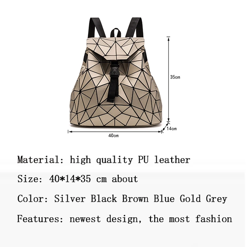 2023 New Women Backpack Fashion Holographic Bao Backpacks Female Student Geometry Bag Woman\'S Travel Bags Shopping Backpack
