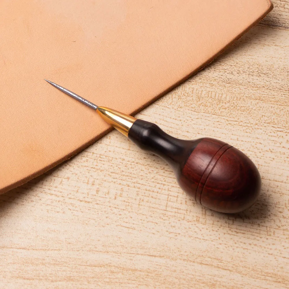 High quality Damascus steel awl DIY Leather Tools Stitching Awl Wood Handle Leather hard steel Awl Leather craft Sewing Tool