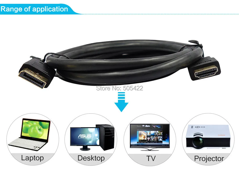 

Порт дисплея ПК DP к HDMI штекеру M/M кабель 6 футов для ПК HDTV 6 футов