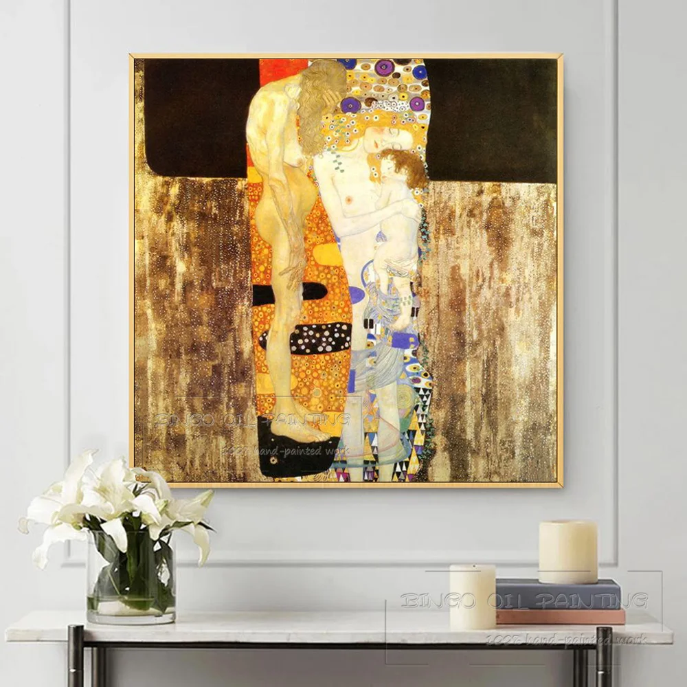 Top Artist Hand-painted The Three Ages of Woman Oil Painting on Canvas Reproduction Gustav Klimt Famous Artwork Oil Painting