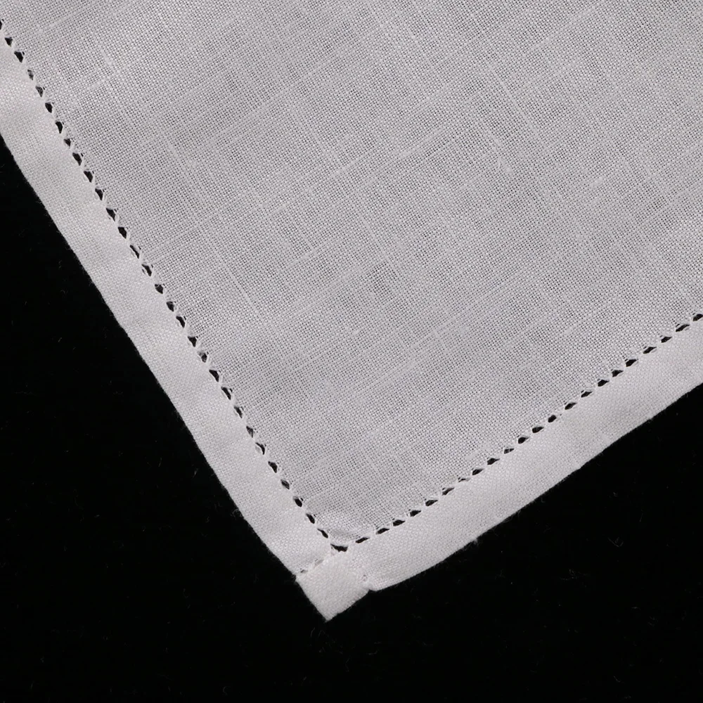 S010: 1 piece White linen hanky wedding hankie Handmade Drawnwork handkerchief