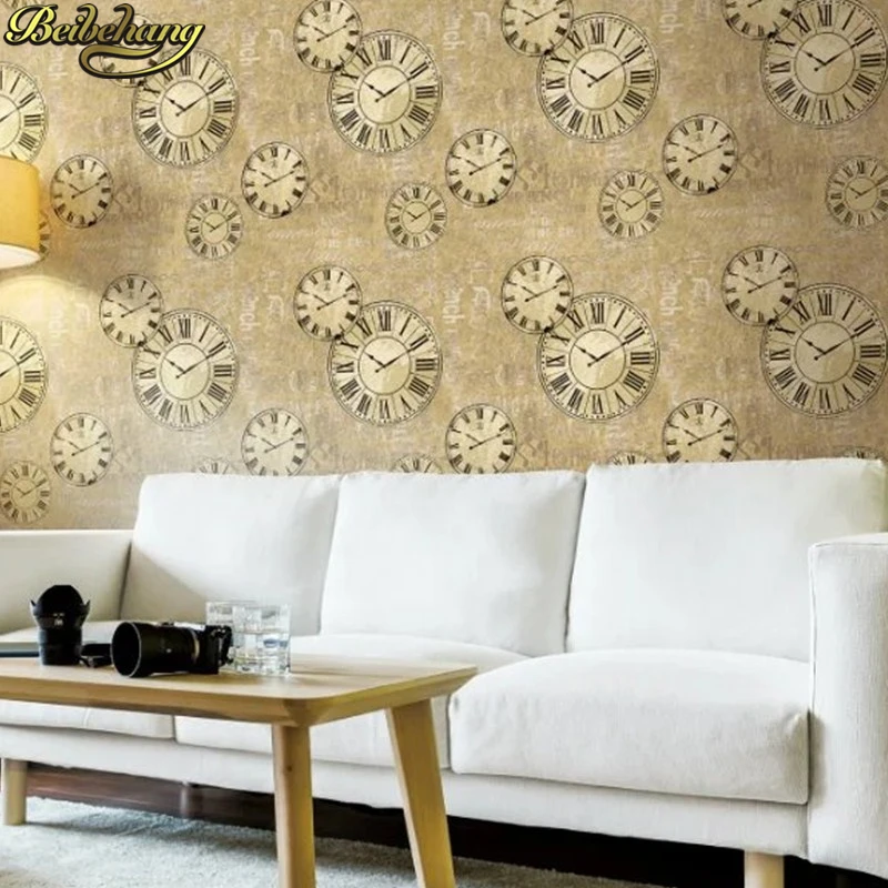 beibehang Retro watch KTV bar papel de parede 3D Waterproof Wall Papers Home Decor Imitation Vinyl Wallpaper For Walls stickers