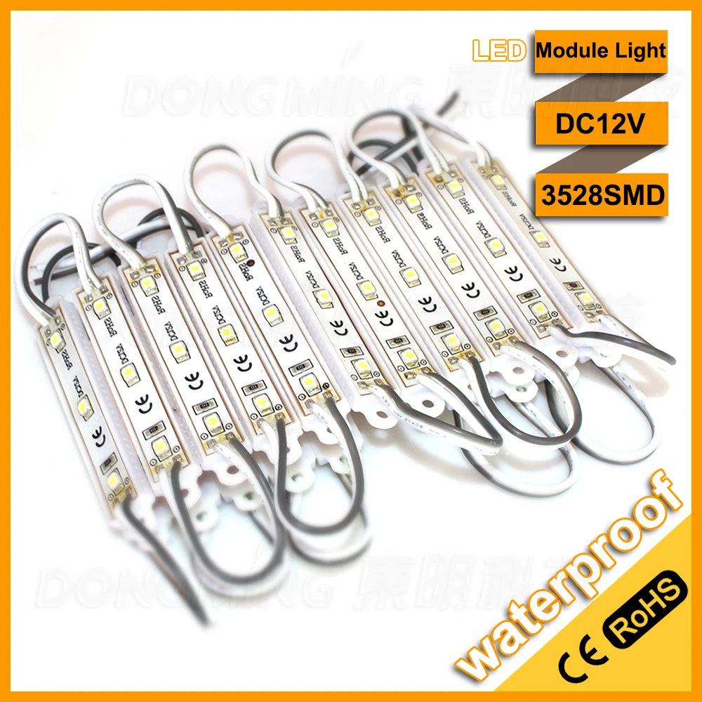 

100pcs/lot 3 leds led modules 3528 bright high power led module DC12V wholesale green white red blue yellow led sign letters