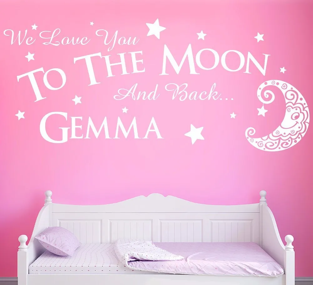 Love you to the moon and back Wall Sticker Personalised Vinyl Wall Decals Quotes Nursery Vinyls Art Wall Stickers for Kids Rooms