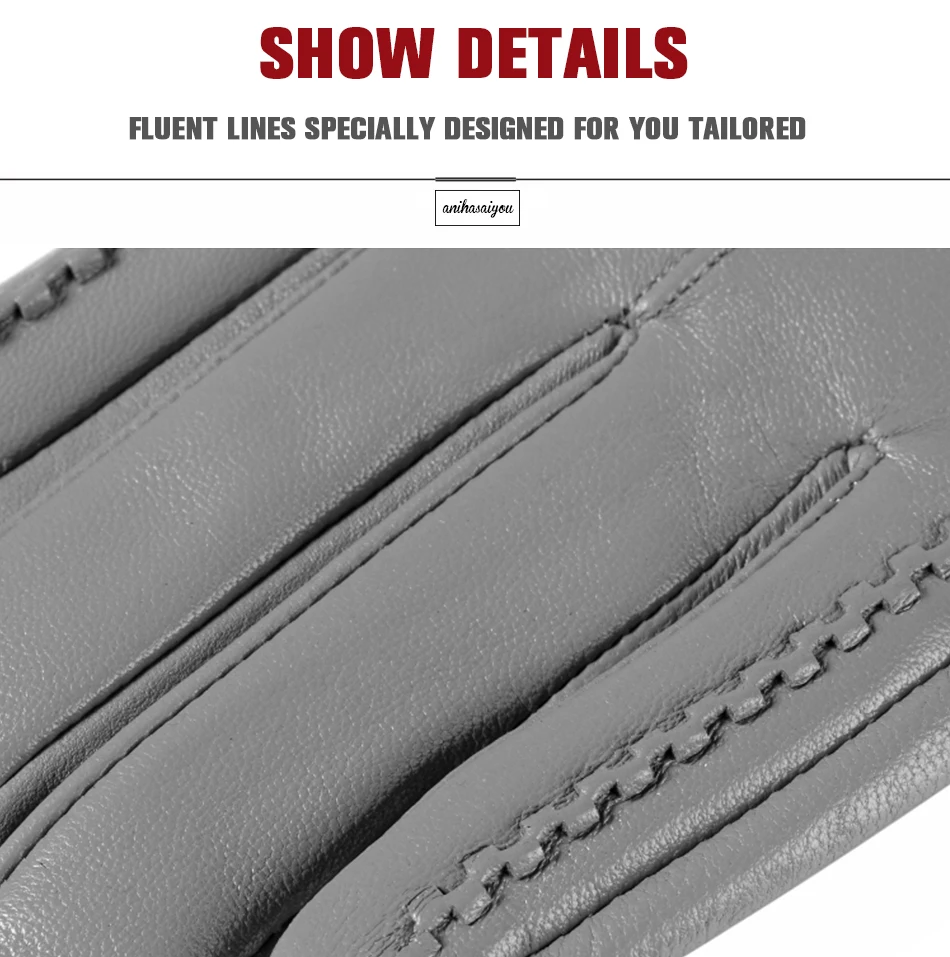 White Leather Women's Gloves, Genuine Leather, Cotton Lining Warm, Fashion Leather Gloves, Warm Winter Gloves -2226