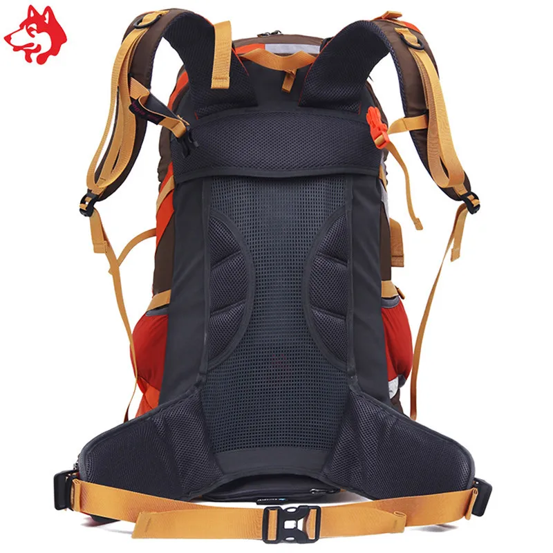 Imagem -05 - Mochila de Acampamento Multifuncional à Prova Dágua 50l Amarelo Marrom Azul Bolsa com Cor de Emenda para Caminhada