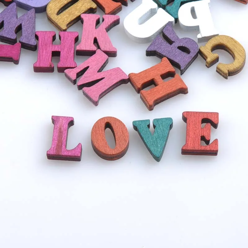 Multicolor Mixed A-Z Letter&Alphabet Vintage Wooden Scrapbooking Handmade Carft for Home Decoration 100pcs 16mm  MT0785