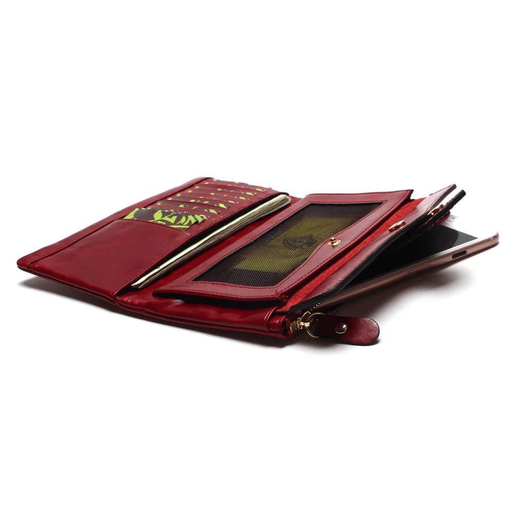 Vintage Leather Women Wallet European And American Style Genuine Brand Long Lady Purse Cow Female Wallets