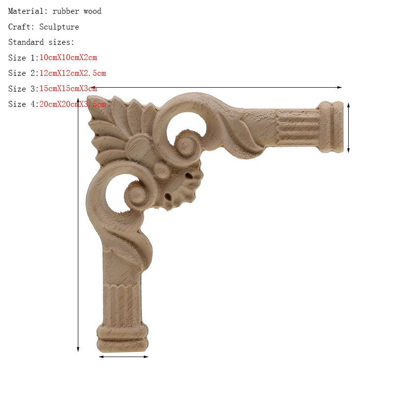 RUNBAZEF Wood Carved Corner Onlay Applique Furniture Wall Unpainted Cabinet Furniture Door Unpainted Frame Furniture Decoration