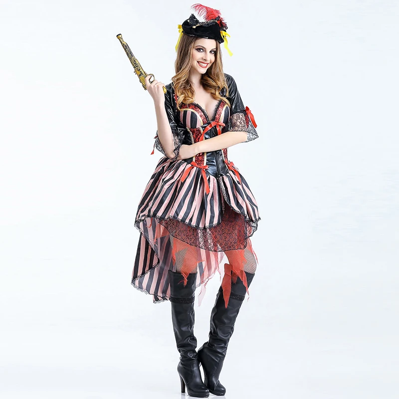 New Design Pirate Costume Women Adult Halloween Carnival Costumes Fantasia Fancy Dress Caribbean Pirates Costume Cosplay Outfits