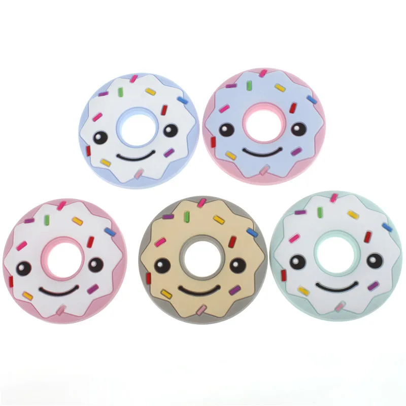 

5PCS Smile Donuts Baby Toys Teether Silicone Baby Teething Bpa Free Baby Silicon Teether Pendant Diy Chewing Dentist Gift