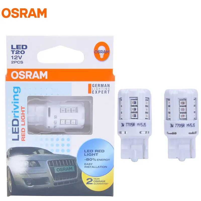 

OSRAM СВЕТОДИОДНЫЙ T20 W21W 7440 12V 3W красный цвет LEDriving стандартные автомобильные фонари стоп-сигнала Φ 80% энергосберегающие 7705R пара