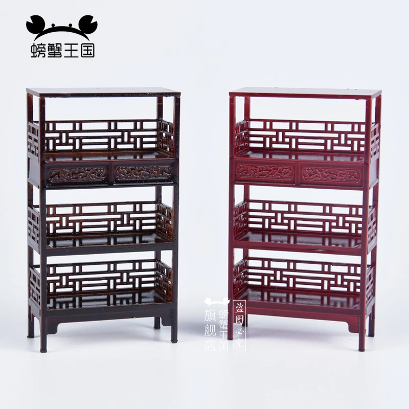 25 Scale Miniature Doll Stand Chinese Dollhouse Furniture Craft Storage Shelf Organizer Display Rack Model Bookshelf