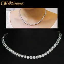 CWWZircons Luxury Sparkling 0.6 CM Big Carat Cubic Zirconia Crystal Round Choker Necklaces For Women Jewelry Party  CP044