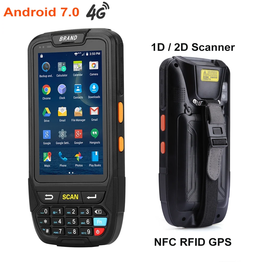 Free Shipping 4 inch Touch Screen IP65 Waterproof Industrial PDA Handheld Terminal 1D 2D Laser Barcode Scanner Android 7.0