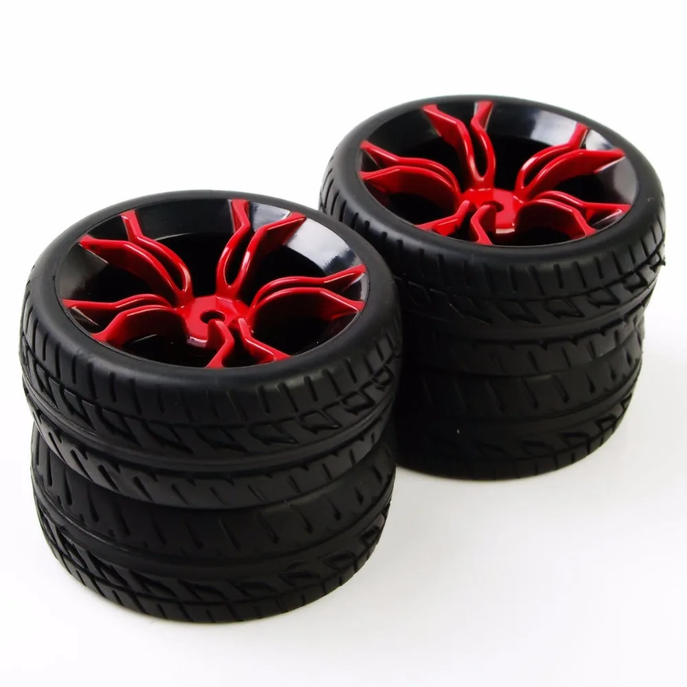 Racing RC 1:10 Flat Rally 4Pcs HPI On Road Car Tire Wheel Rims HSP For 1/10 RC Car Tires Accessory