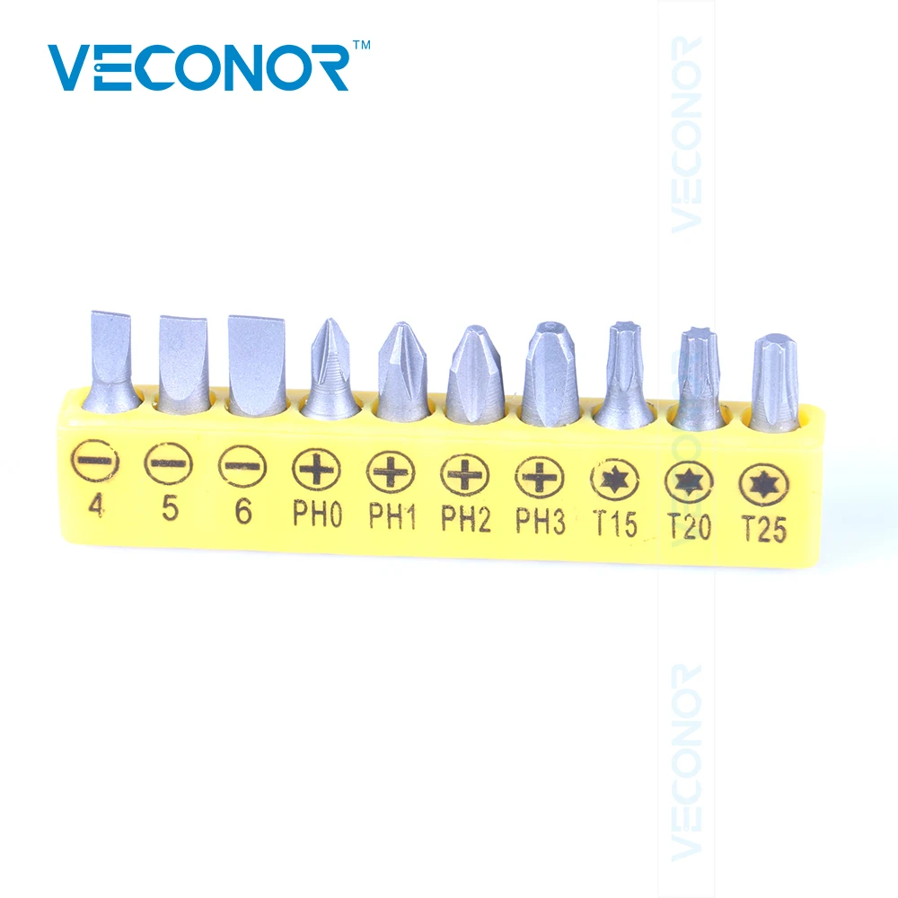 Veconor 10 Pieces Screwdriver Bit Set Phillips Cross Slotted Star Head