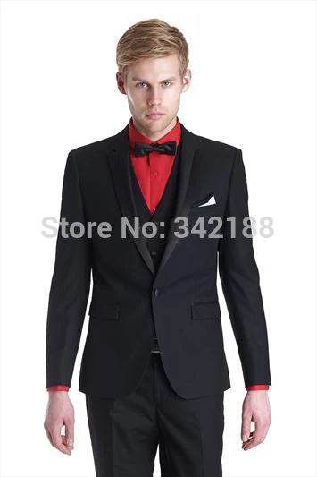 

Latest Style Groom Tuxedos Black One Button Notch Lapel Best man Groomsman Men Wedding/Prom Suits /custom suit/best suitswedding