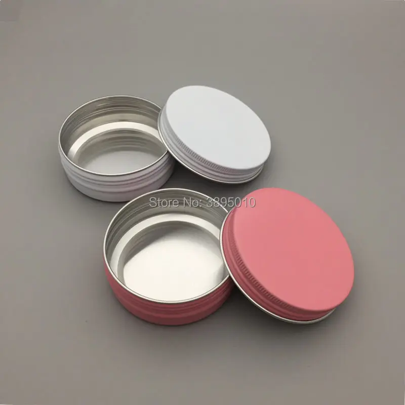 

60ml aluminum tin 2 oz jars packaging tin white pink 60g aluminium cosmetics empty containers F1060