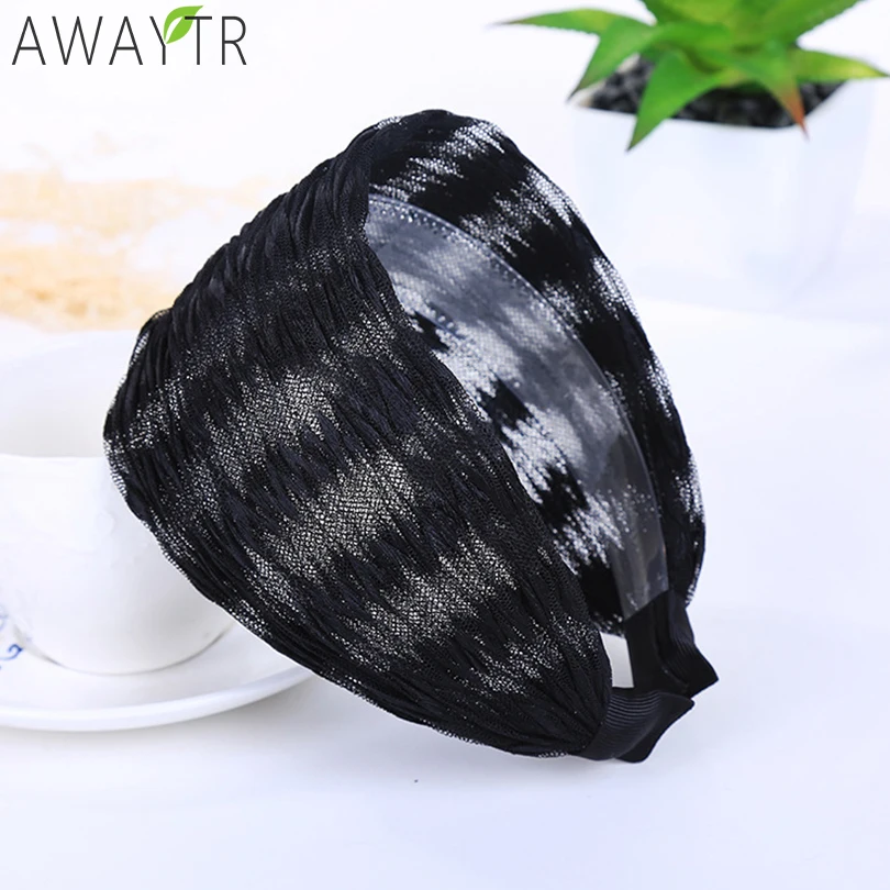 1Pcs Women Wide Fabric Headband Hair Hoop Vintage Printing Cloth Headwear Headband Wide Hair Accessories Hair Dress