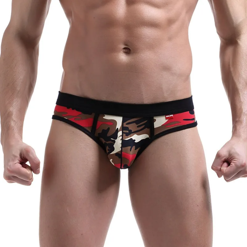 Calzoncillos de camuflaje para hombre, ropa interior Sexy, transpirable, cómoda, Cueca