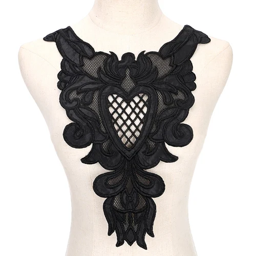 1Pcs Black Fabric Flower Lace Sewing Applique Lace Collar Neckline Collar Applique DIY Accessory Scrapbooking