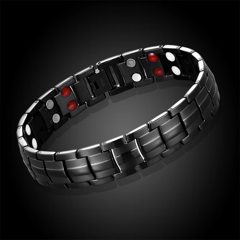 Trend Selling Fashion Woman Men's Bracelet Magnetic Hematite Stainless Steel Tourmaline Four Elements Mracelet Birthday Gift Hot