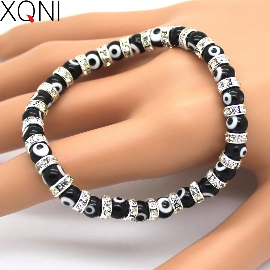 XQNI Hot Trendy Good Gift New Fashion Evil Eye Charm Men\'s Bracelets Popular Bangles Mini Strand Beads Bracelets Women Jewelry