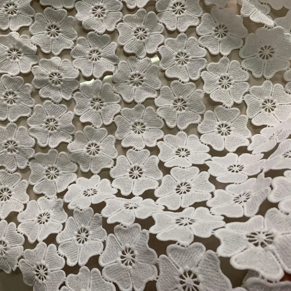 2yards Latest White African Cord Lace Fabric 2019 High Quality French Guipure Lace Fabric For Nigerian Women Wedding Dress