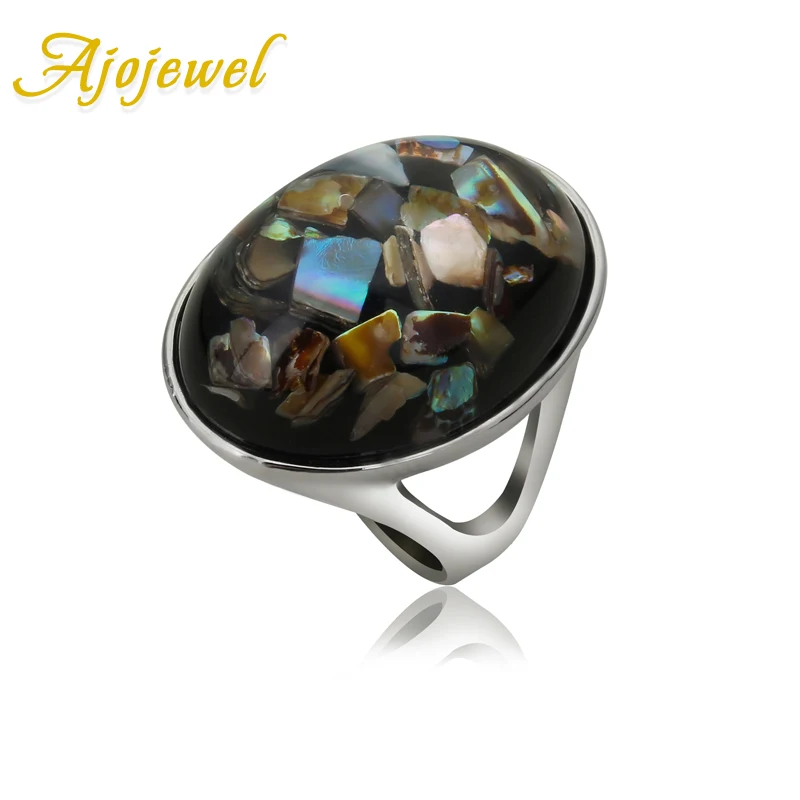 Ajojewel Unique Shell Big Ring With Stone Women Rings Fashion Jewelry Accessories Gifts Bijoux Femme