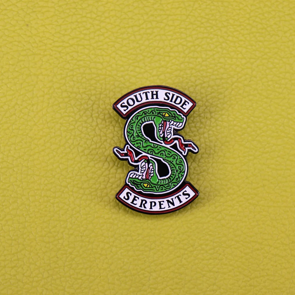 South side serpents enamel pin Riverdale fans gift horror art accessory green python snake brooch