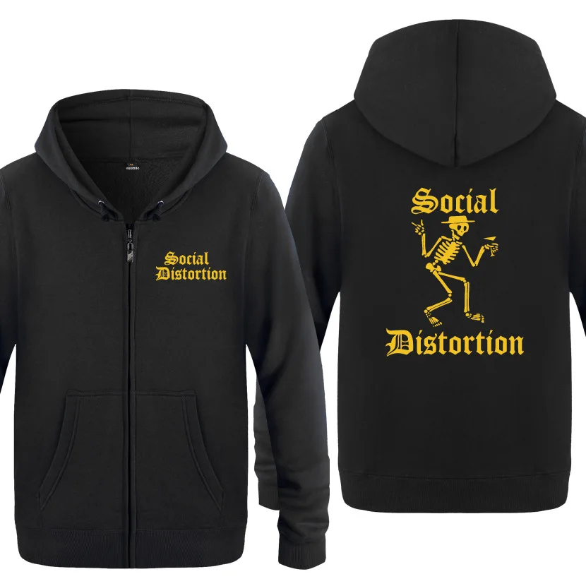 Heavy Metal Rock SOCIAL DISTORTION Hoodies Men Hip Hop Fleece Long Sleeve Zipper Jacket Sweatshirt Tracksuit Moleton Masculino