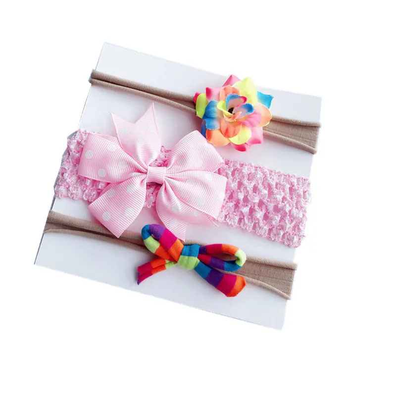 2018 3pcs/set Korean girls headband flowers Bowknot hair bow children cute hair band Set Card hairAccessories headwear