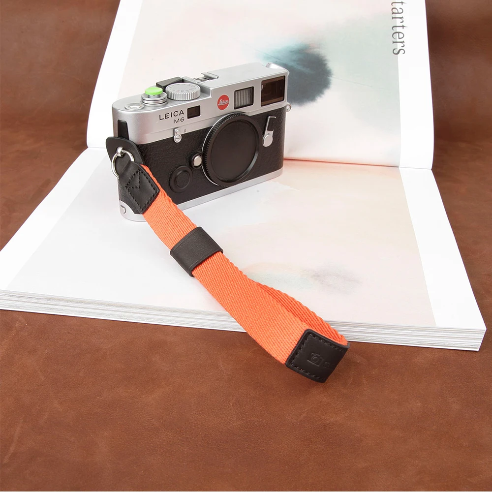 cam-in 4151-4165 Cowskin & Cotton tape Camera Wrist Strap Leather DSLR spire lamella Hand Belt Photography Accessory 15 colors