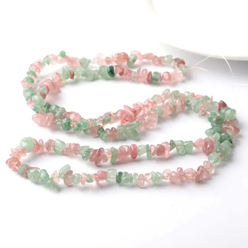 3-5x6-8mm Green Pink Cherry Quartzs Beads Natural Freeform Chips Stone Beads For Jewelry Making Beads 32\'\' DIY Beads Trinket