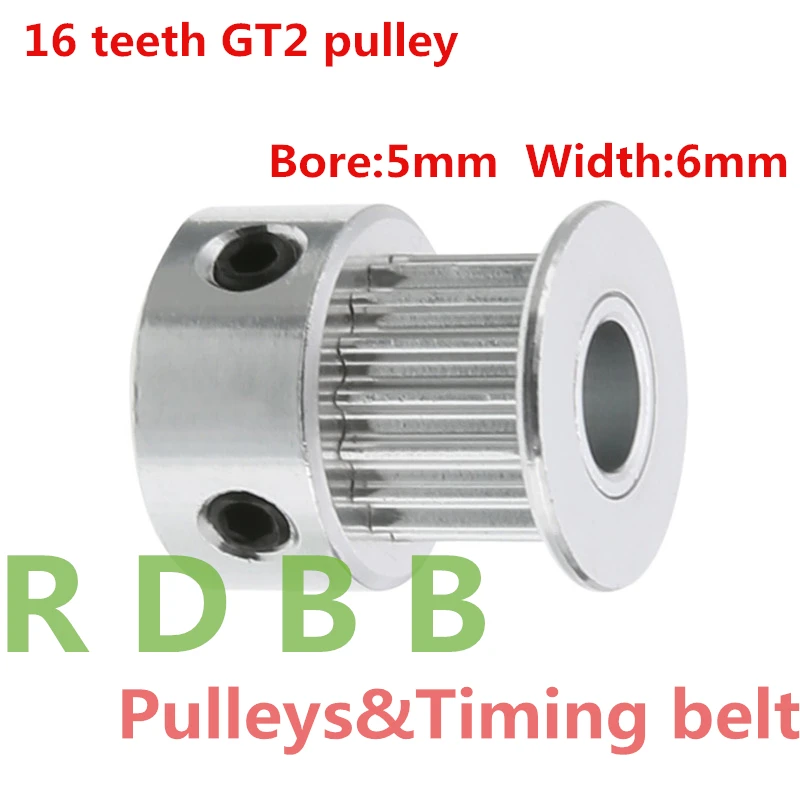 16 Teeth 2GT Timing Pulley Bore=5mm Fit Width=6mm 2GT Timing Belt 3D Printer Parts 16T 16Teeth GT2 Pulley