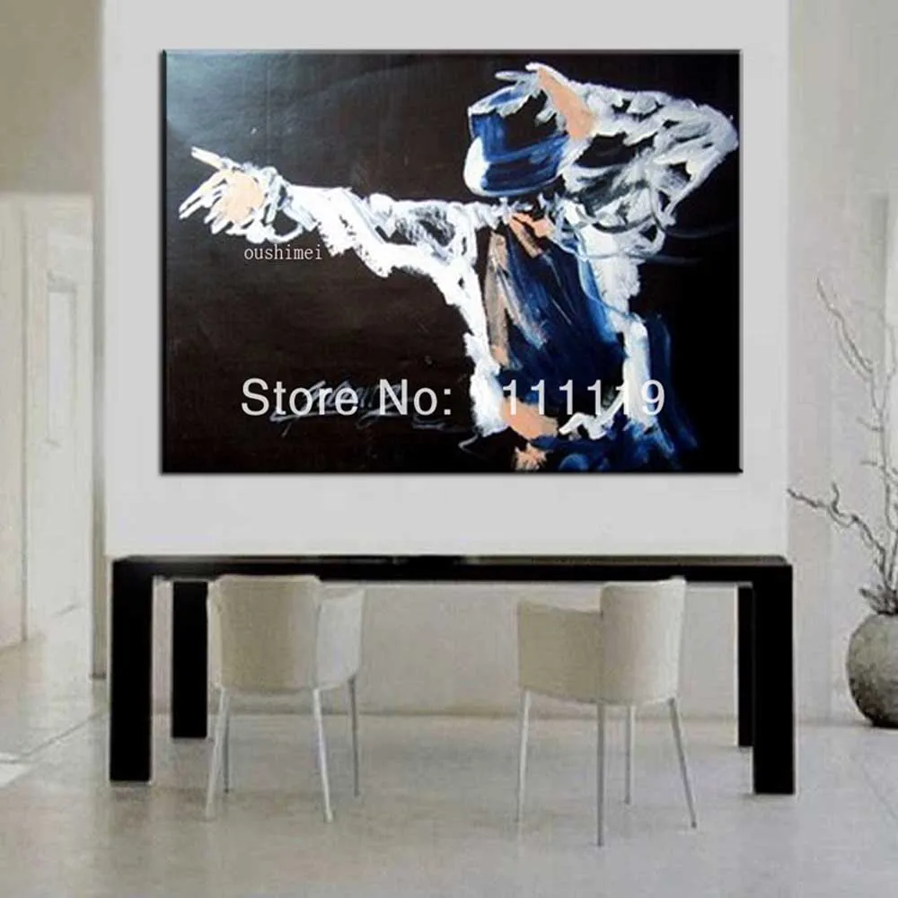 

Hand Painted Modern Oil Painting On Canvas Michael Jackson Painting Wall Art Portrait Dancer Pictures Canvas For Living Room