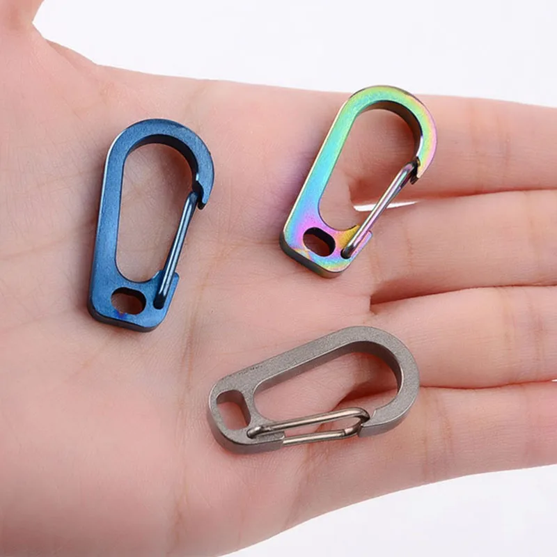 

1PC Titanium Alloy Mini Keychain D Buckle Hanging Buckle Quick Hook Carabiner Accessories EDC Outdoor Camping Equipment