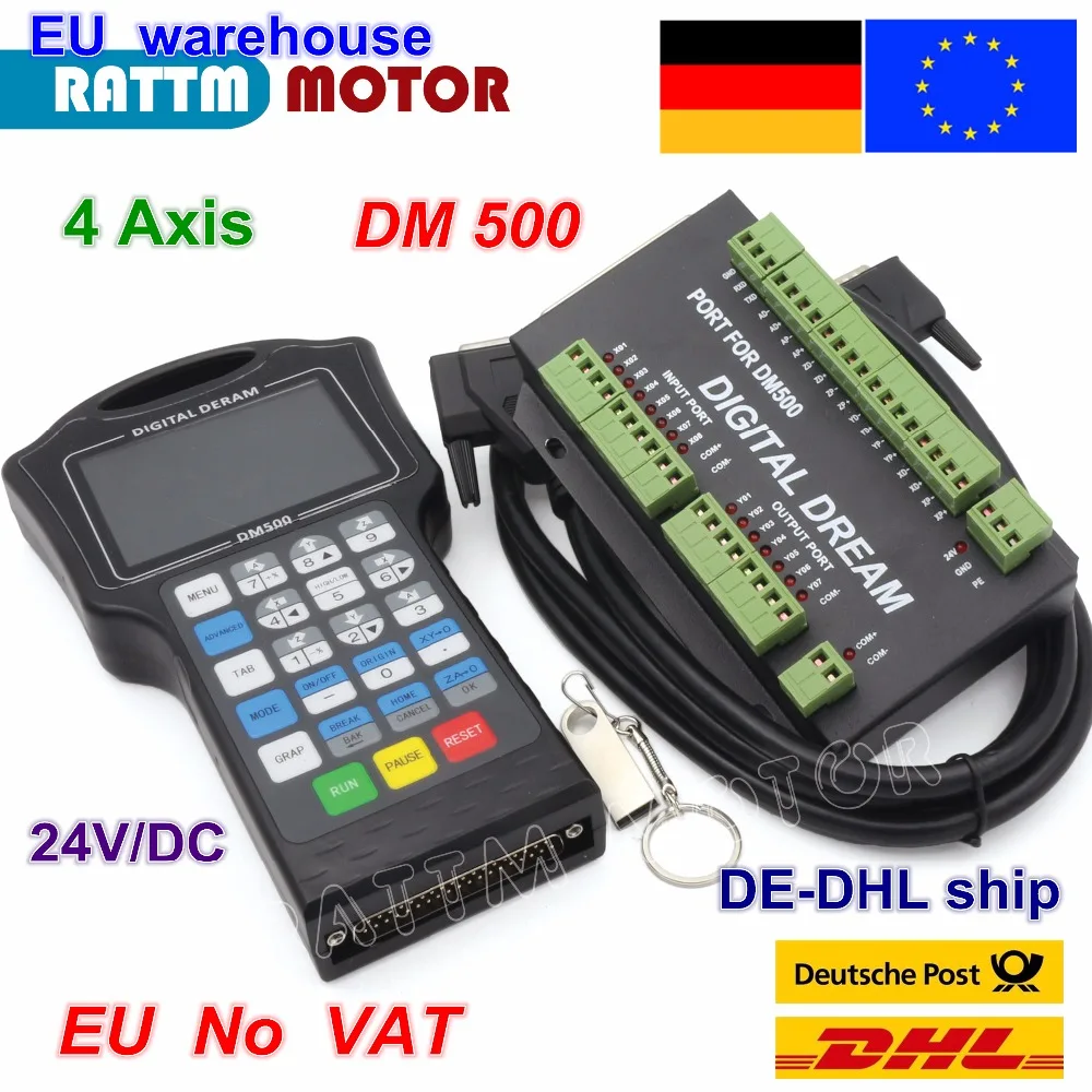 EU ship DM500 3 Axis / 4 Axis 500Khz Handwheel Motion Controller G-code For Engraving Machine replace DSP A11E 23 User's keys