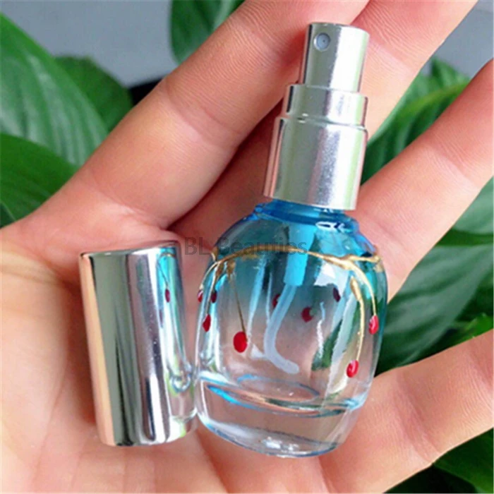 100pcs/lot 10ml Empty Round Blue Glass Perfume Bottles Spray Refillable Atomizer Scent Bottles Packaging Bottle