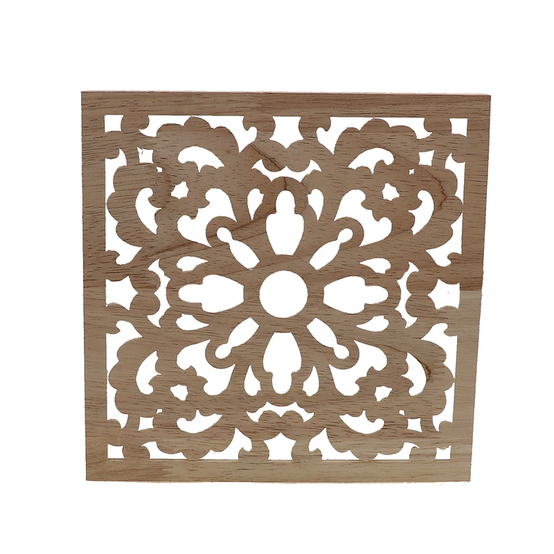RUNBAZEF Vintage Wood Carved Decal Corner Onlay Applique Frame Furniture Wall Unpainted  Home Cabinet Door Decor Crafts Square