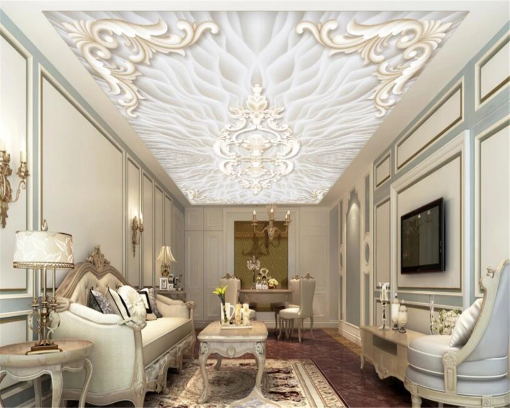 beibehang Custom 3d wall paper murals 3D Water Wave Jade Continental ceiling Living room bedroom ceiling 3d wallpaper behang