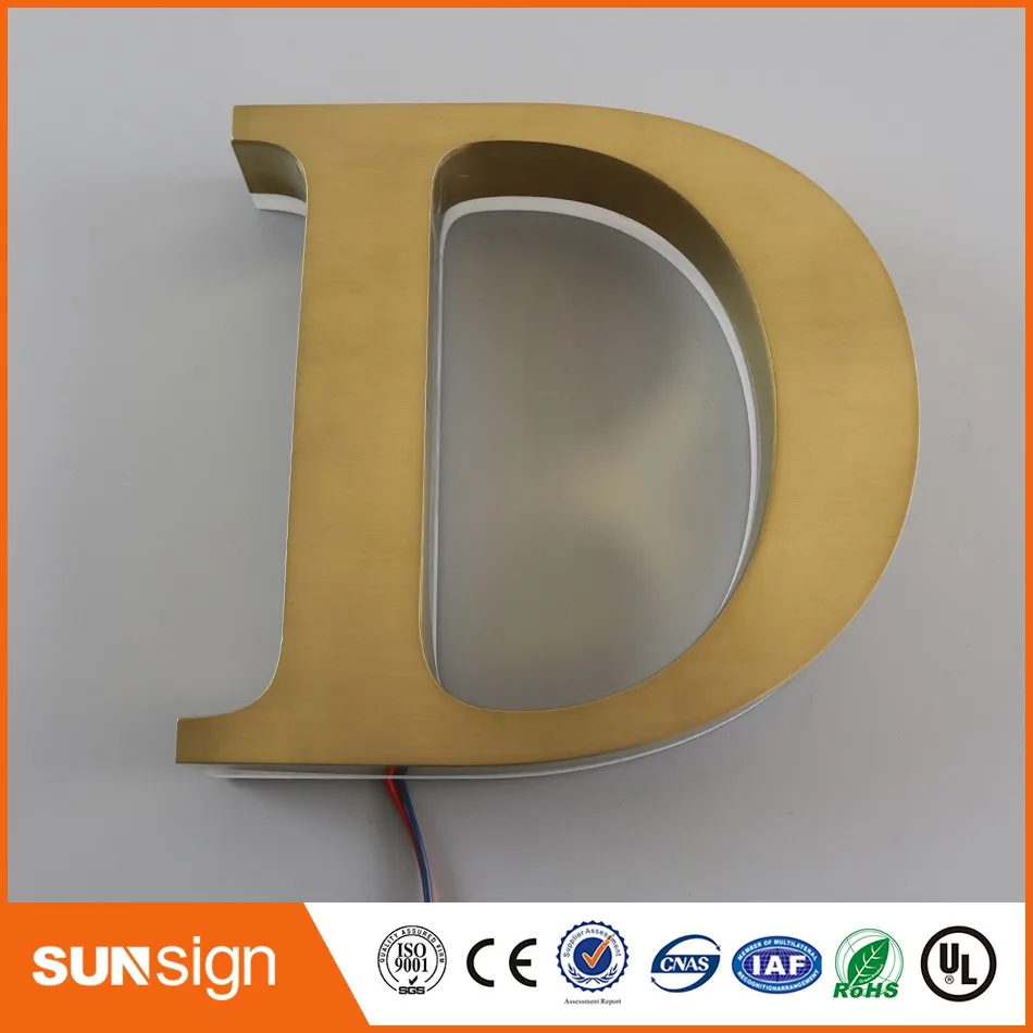 Outdoor LED Backlit 3D Huruf logam backlit led huruf tanda