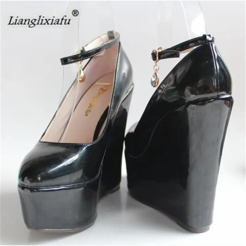 Small yards:30,31,32,33,34;Plus:42,43 brand sweet Patent leather wedges wedding shoes sexy 15cm high heels lady platform pumps