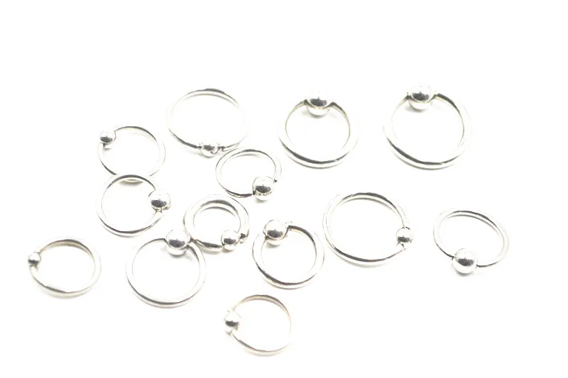 

100pcs Free Shippment Surgical Steel Gauges Nose /Lip Ring Nipple/Eyebrow BCR Body Piercing earring tragus 16G 14G 12G 10G MIX