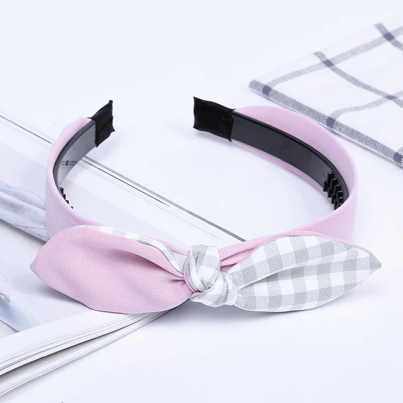 

Women Girls Plaided Bow Knot Hairband Headband Bunny Rabbit Ears Hair Hoop Hair Band Accessories