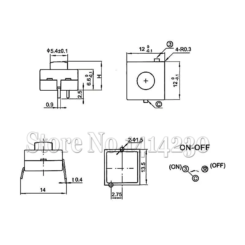 10Pcs Strong Light Flashlight Switch LED Lighting Latching Switch 1212-112A 12*12MM ON-OFF