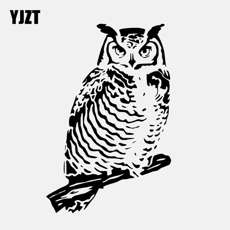 YJZT 10.1CM*15.3CM Eagle Owl On Branch Vinyl Black/Silver High Quality Car Sticker C22-0980